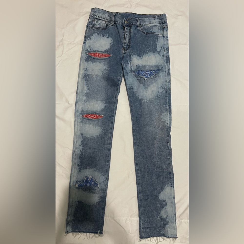 MNML RIPPED BANDANA distressed jeans pants size 31